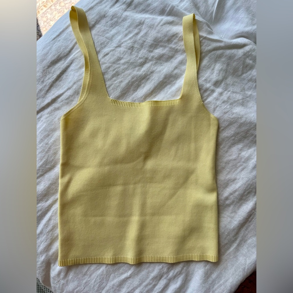 Zara Yellow Fitted Sleeveless Tank Top